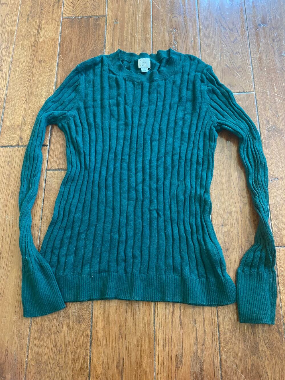 A New Day Green Ribbed Sweater